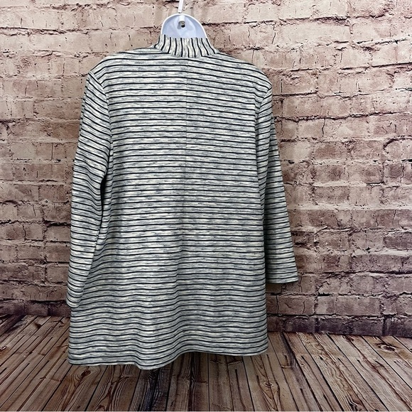 T by Talbots Teal Stripe Long Sleeve Open Cardigan - Picture 5 of 9